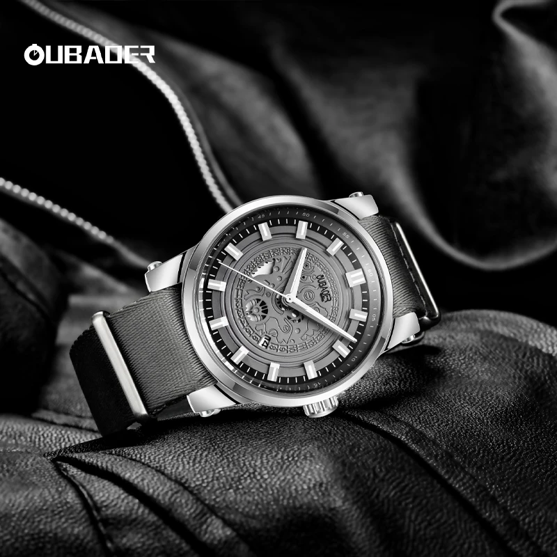 Oubaoer 2023 special creative nylon fashion trend fashion quartz movement luminous waterproof nylon men's quartz watch