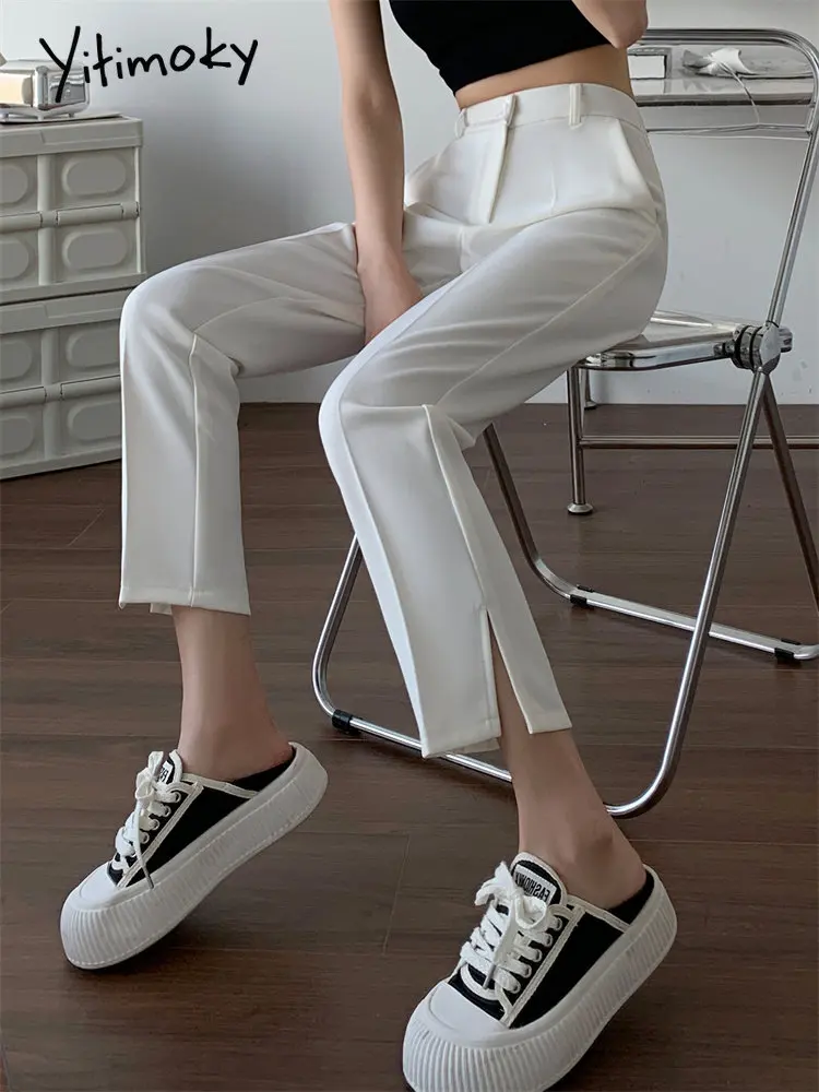 Yitimoky Suits Pants for Women 2023 New High Waisted Office Ladies Ankle  Length Suits Pants Korean Fashion Slim Y2k Black Pants