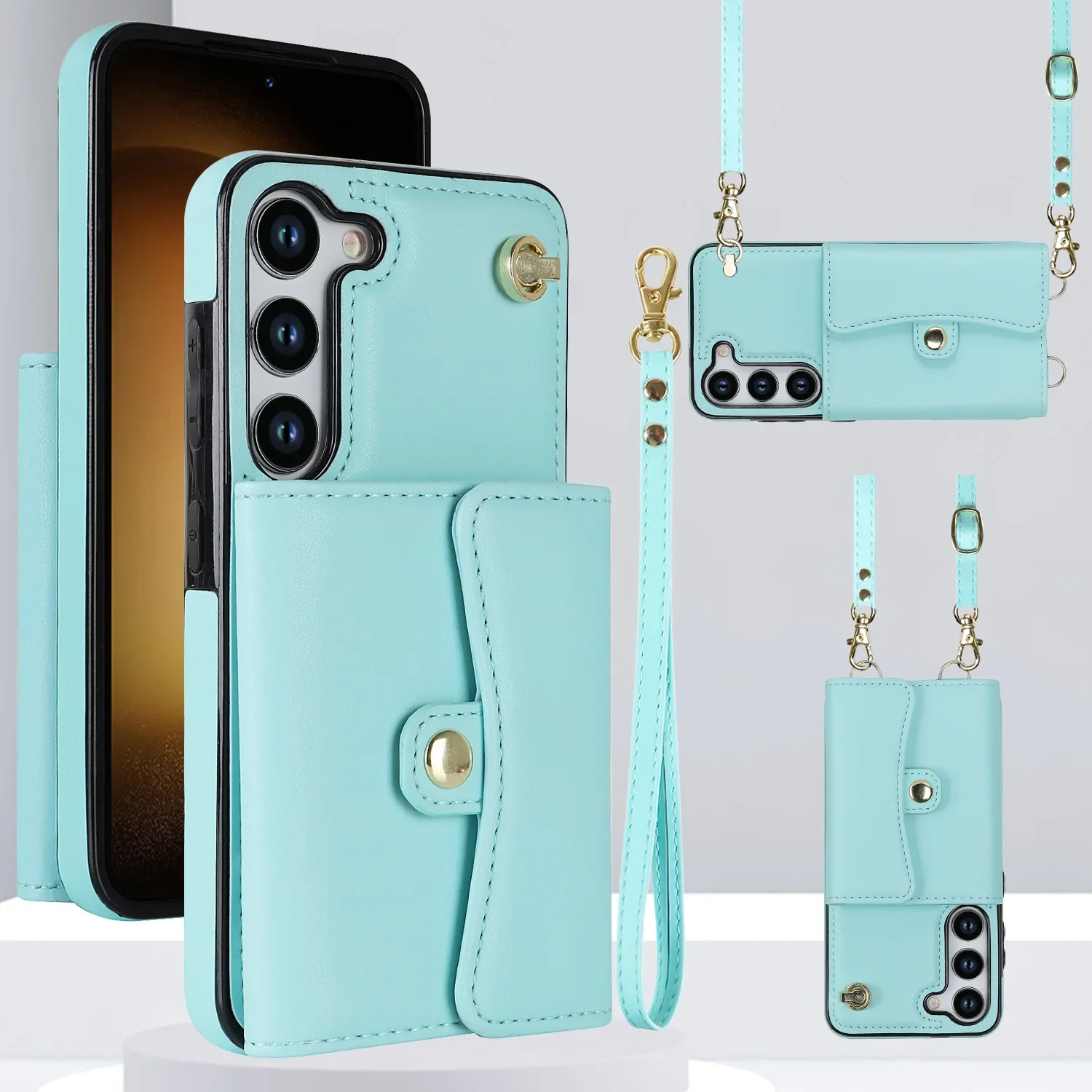 Elegant Wrist Strap Crossbody Phone Case with Wallet Card Holder