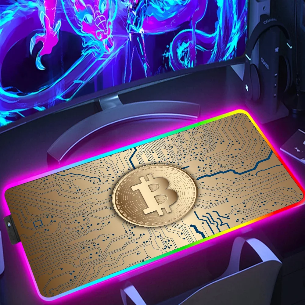 

Bitcoin Gaming Mouse Mat Anime Accessories Gamer Keyboard Pad Mousepad Rgb Computer Table Desk Protector Deskpad Carpet Pc Mause