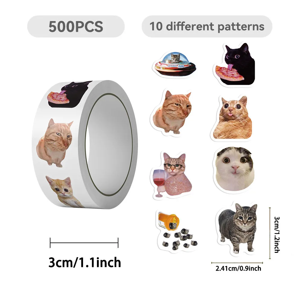 Cute Cartoon Cat Animals Stickers Decoration Reward DIY Stickers Scrapbook Skateboard Sealing Label Stationery Gifts 50-500pcs