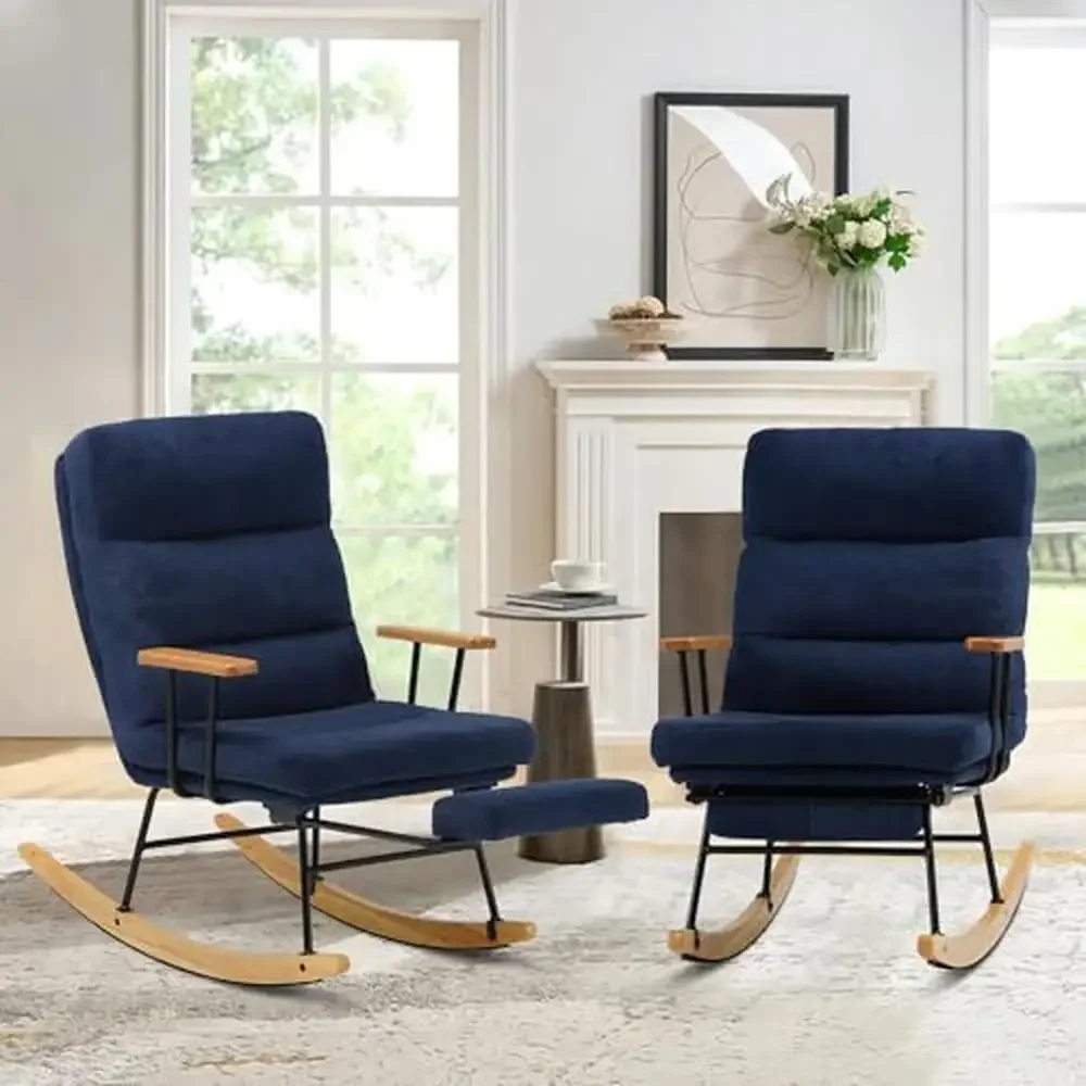 Rocking Chair with Footrest-Glider Rocker Chair Adjustable Backrest Plush Teddy Fabric Sturdy Construction versatile chair any 6