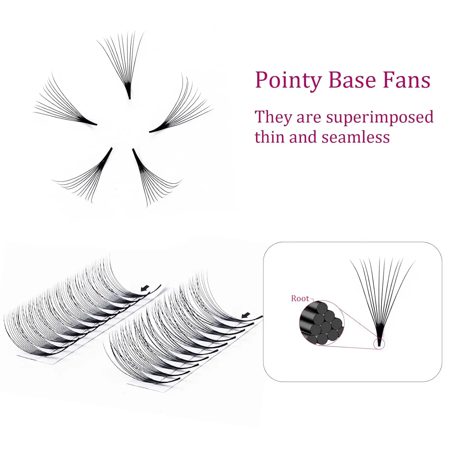 Custom Volume Lashes Extensions with Logo Point Base Promade Fan Lash Auto Fans False Eyelashes Flowering Blooming Volume Lashes 4