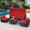 Patio Furniture Sets Daybed with Retractable Canopy,7 Pieces Outdoor Rattan Sectional Sofa Set, Wicker Patio Seating Chairs 3