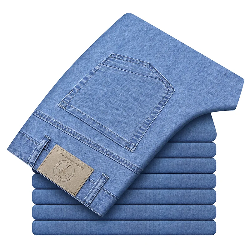 2023 Thin or Thick Material New Men's Straight Luxury Jeans Business Leisure Classic Stretch Soft Pants Denim Trousers Male