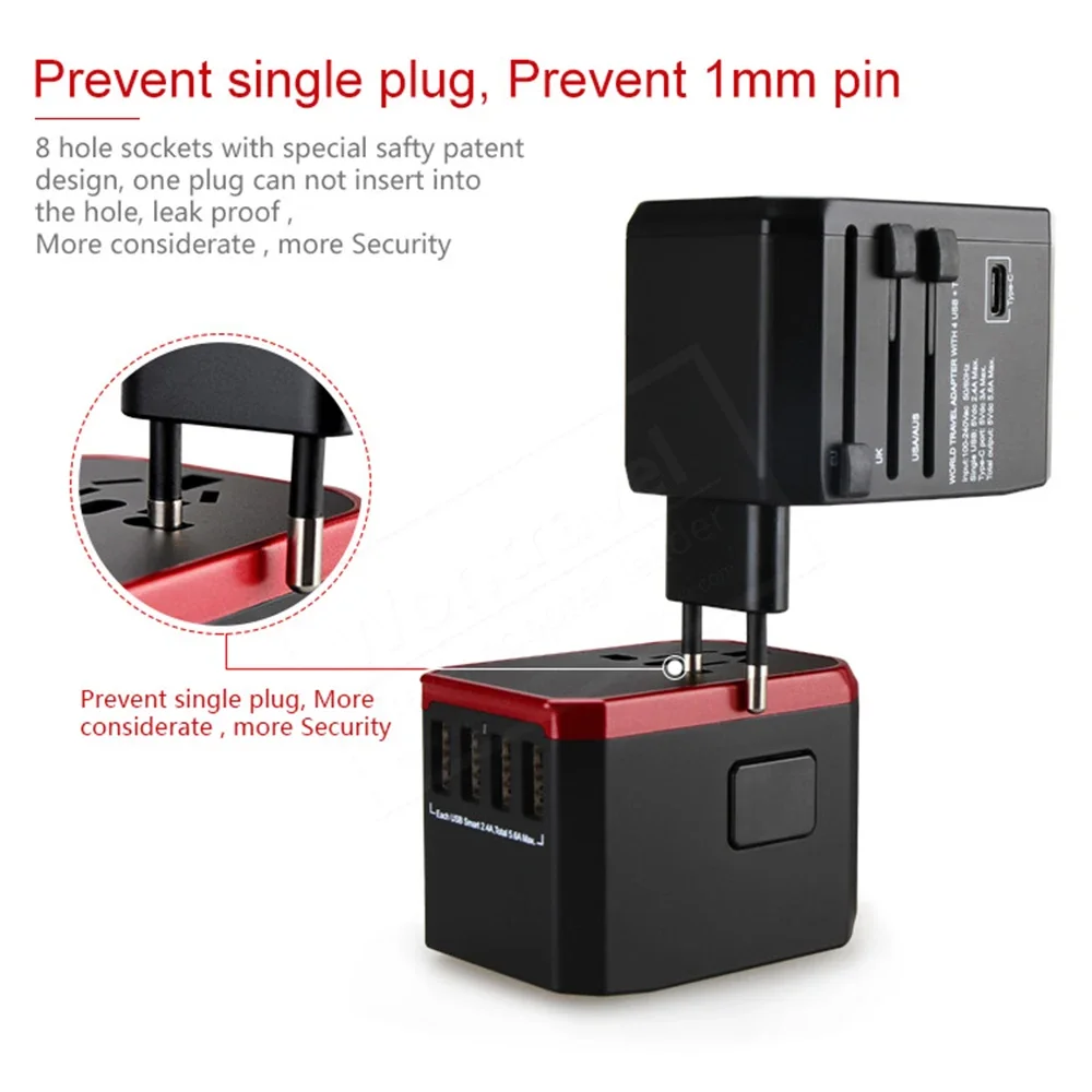 Travel Smart Adapter - International Plug USB Type C Charger for iPhone iPad Android US EU UK AU