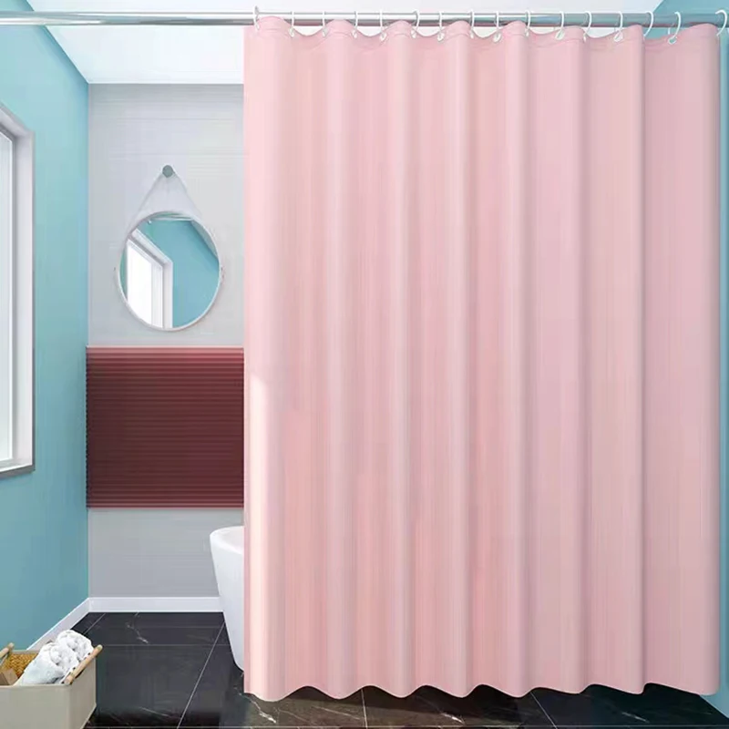 Hotel grade fabric shower curtain 180 x 180 cm pink waterproof shower curtain rust resistant buttonholes with 12 hooks shower curtains