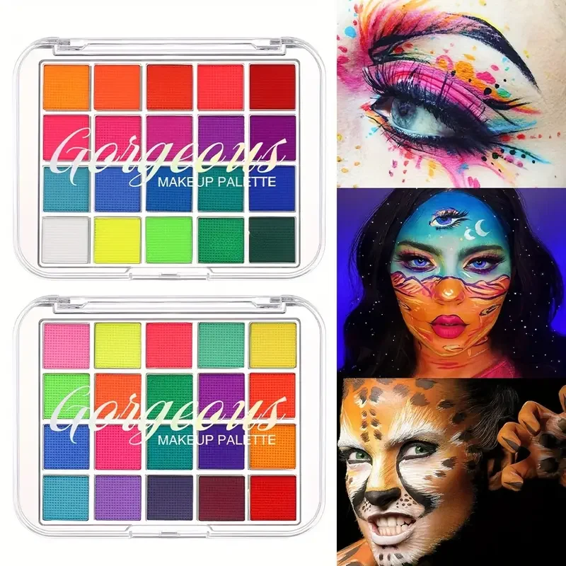 20 Colors Beauty Face Body Paint Graffiti Face Paint Eyeshadow Easy Clean Face Paint Makeup for Halloween Christmas Masquerade