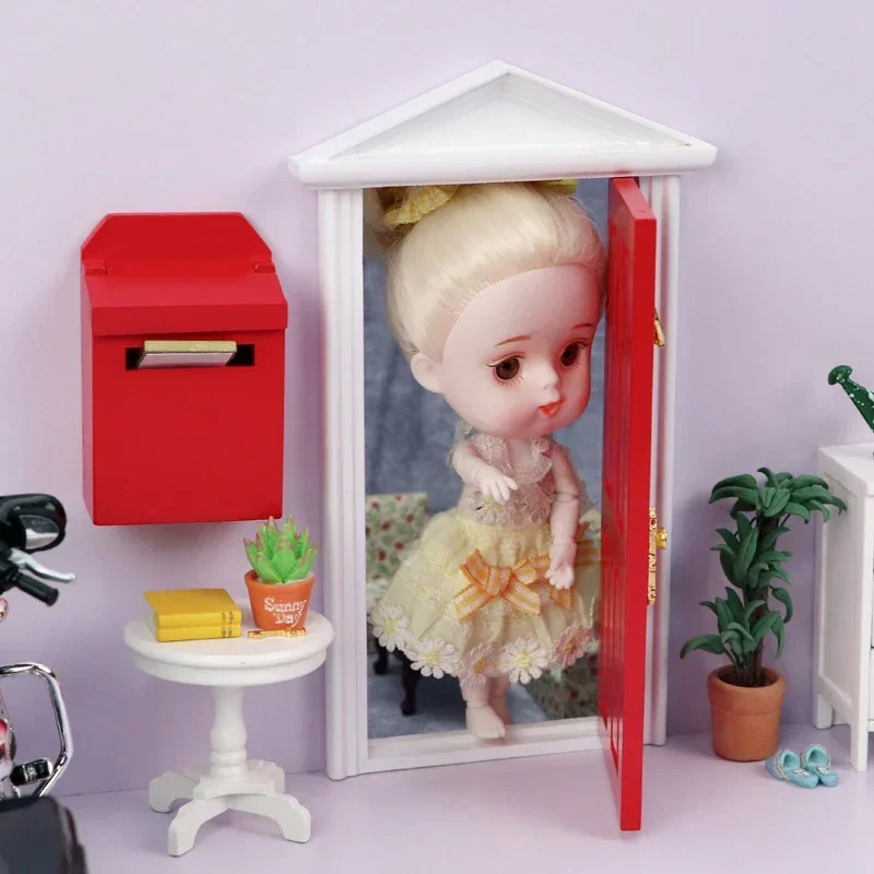 Miniature Wood Elf Door Tooth Fairy Door Mini House Accessories Pretend Play Toy Gift for Kids Furniture Simulation Miniatures 4