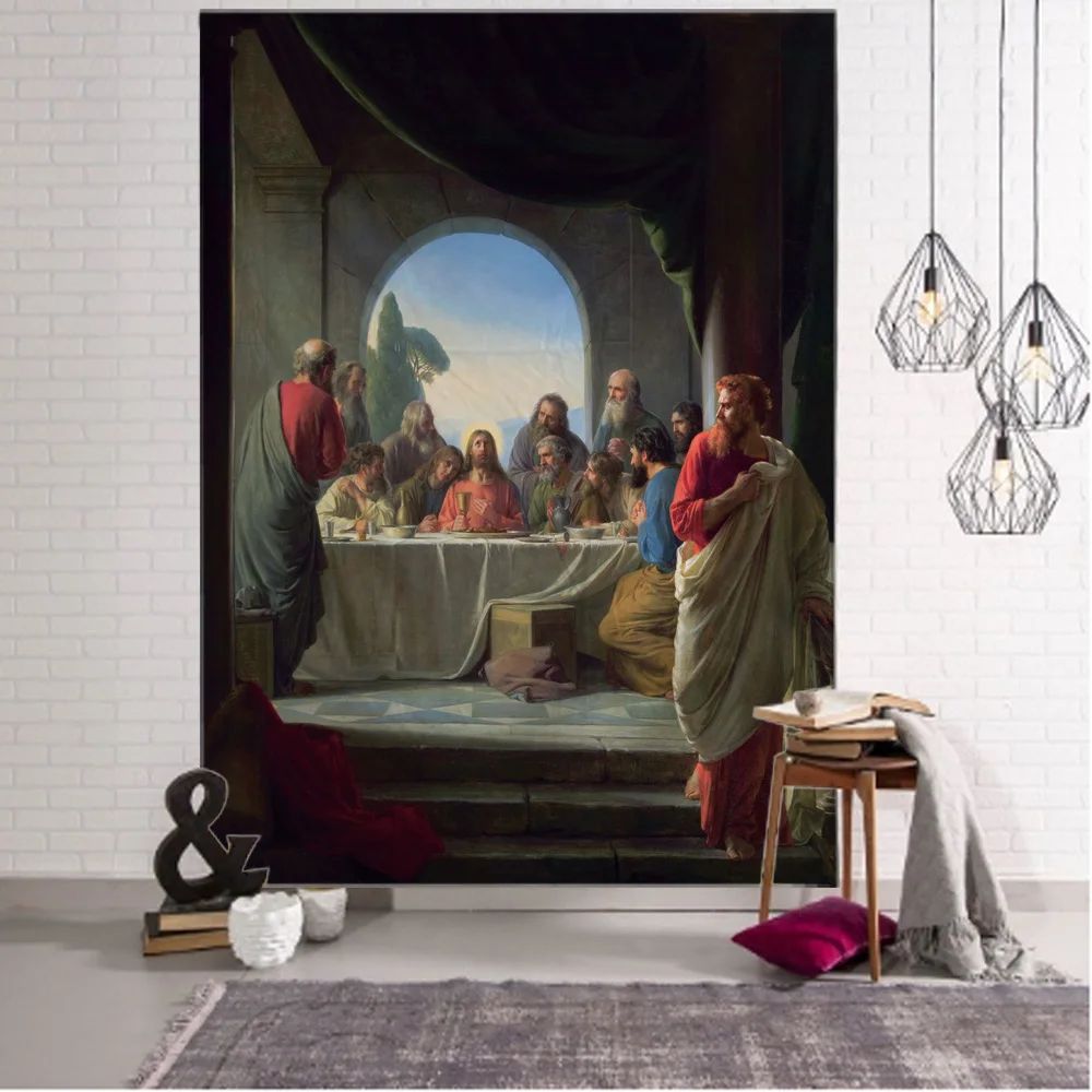 Jesus Christ tapestry wall hanging vintage oil painting tapestry home background cloth bedroom living room wall decoration