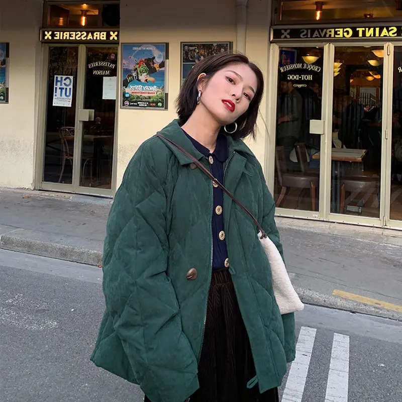 

Woman Coat Dark Green Quilted Padded Thick Padding Jackets for Women Outerwears Winter Outer 2023 Sale Hot Cute in Promotion