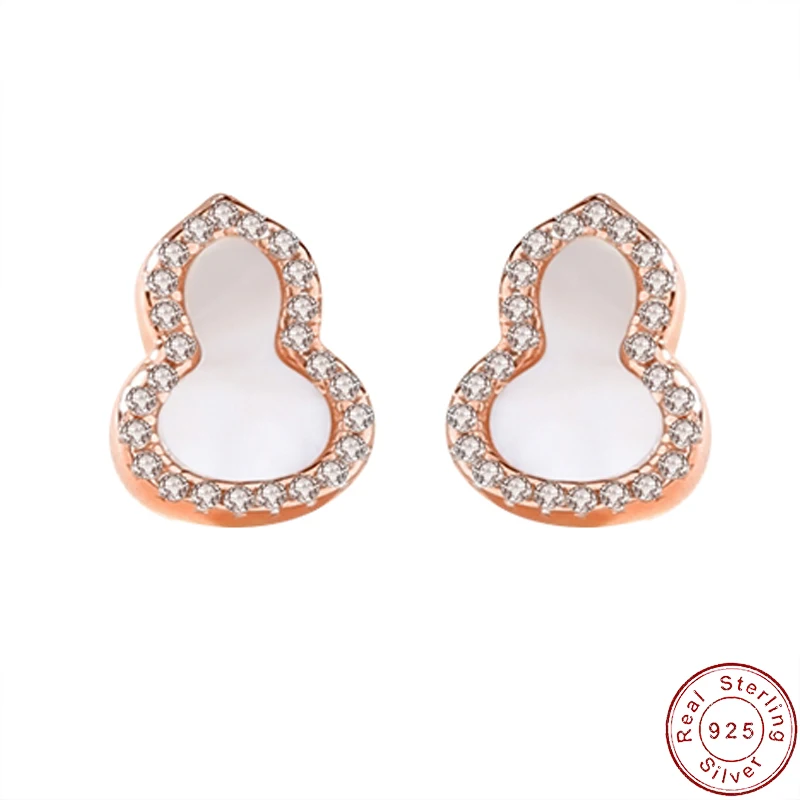 

JIALY European Red Agate Gourd Fine S925 Sterling Silver Stud Earrings Retro Design For Women Birthday Gift new