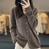 Autumn and Winter New 100% Merino Wool Sweater Women Cashmere Cardigan Knitwear Loose Hoodie Clothing Comfort Tops 6
