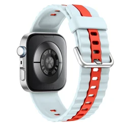 Dual - Color Breathable Silicone Sports Strap - Soft Wristband Accessory for Huawei Fit 5 - 4 Pro (Light blue red)