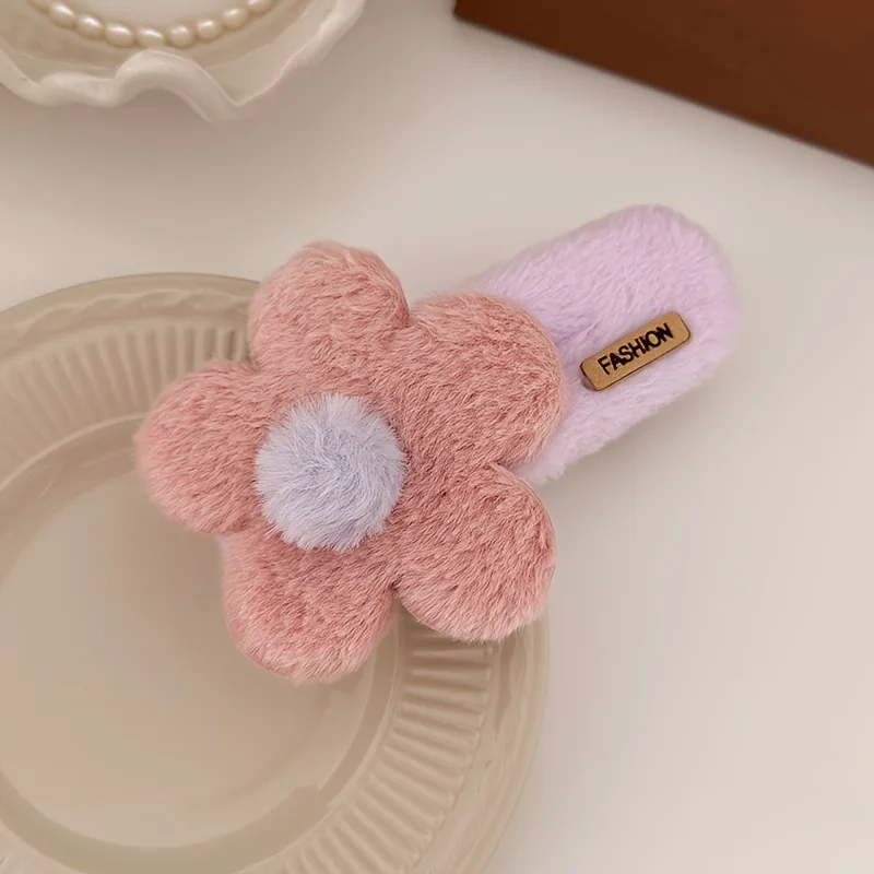 1/3 stücke Neue Plüsch Blume Haar Clip Handgemachte Nette Frisur Haarnadeln Große Headwear Zubehör Frauen Headwear Zubehör – Detail 9