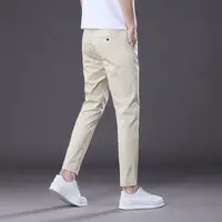 2025 nouveau été cheville longueur pantalon hommes coupe droite mode mince marque vêtements couleur unie pantalon décontracté mâle 28-38 1