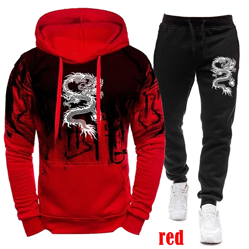 Men's Fashion 3D Winter Tracksuit Mens Casual Sports Wear Pullover Sweatershirt Jogging Suits Hoodie And Pants Tracksuits