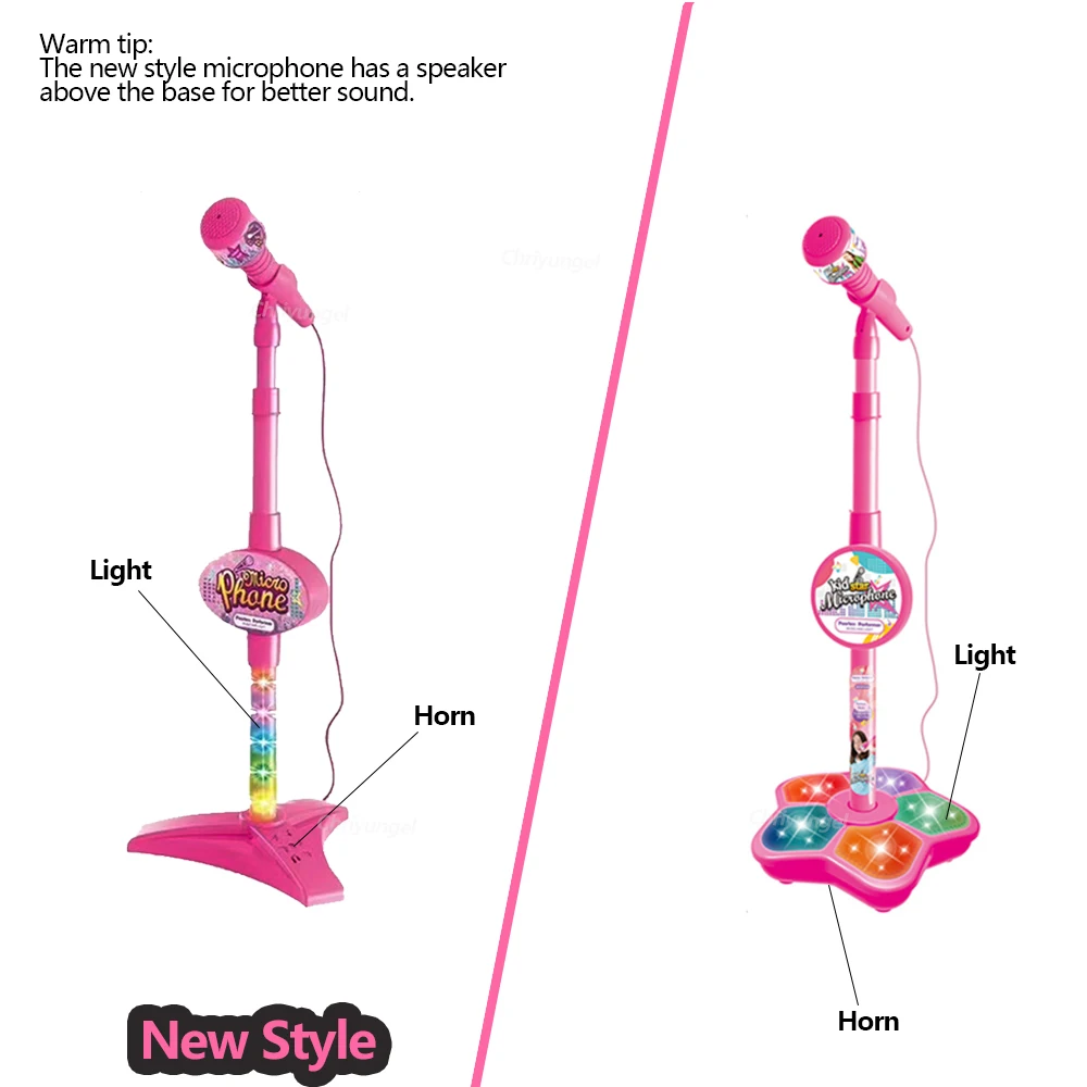 Kids Microphone with Stand Karaoke Song Music Instrument Toys Brain-Training Educational Toy Birthday Gift for Girl Boy