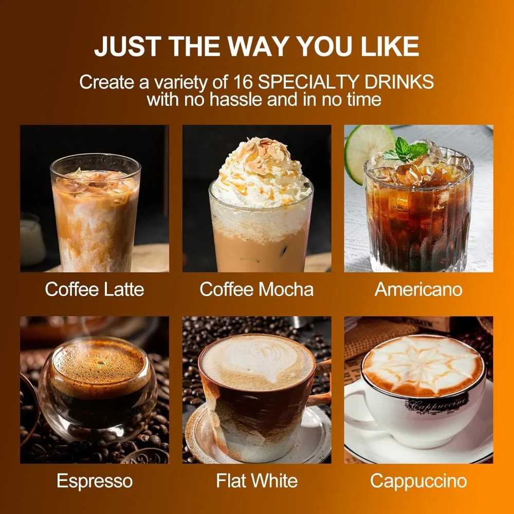 WS-203 Super-automatic Espresso Coffee Machine With Smart Touch Screen For Brewing 16 Coffee Drinks 3