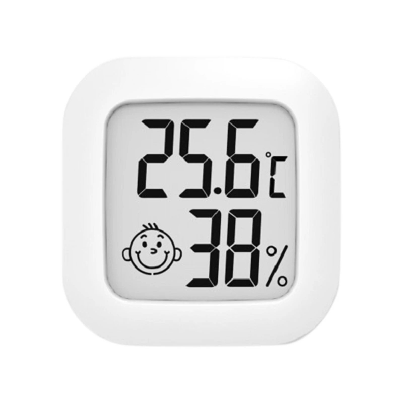 Electronic Thermo-Hygrometer with Face Icon LCD Digital Display Temperature  Humidity Monitor Built-in 2032 Button Battery