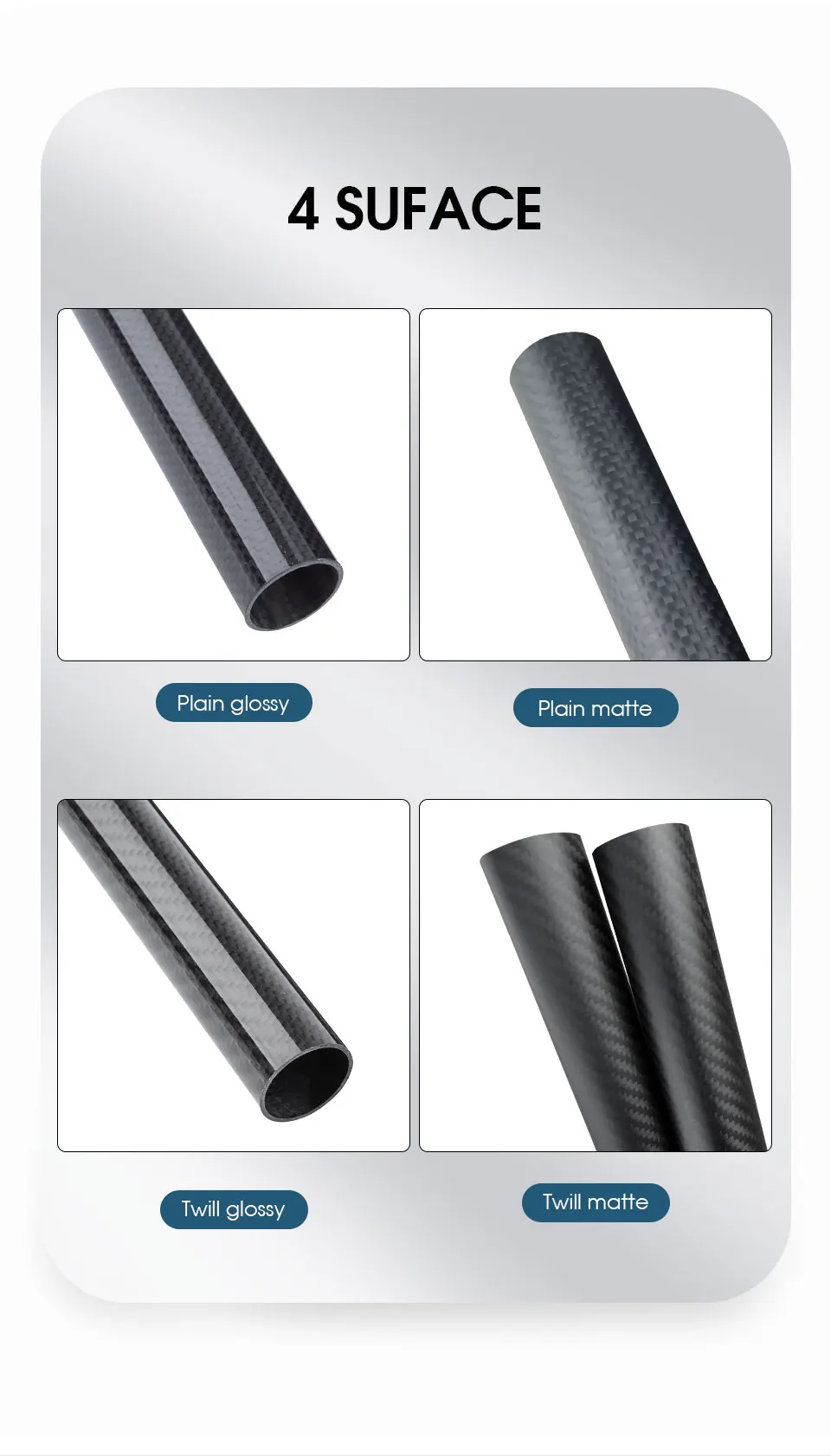 2 Stück 3K Plain Glossy Surface Carbon Fiber Tube Länge 500 mm Außendurchmesser 12 mm 14 mm 16 mm 18 mm 22 mm 24 mm 26 mm 28 mm 30 mm 35 mm Carbon Tube – Detail 4