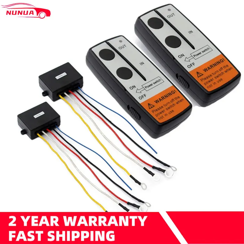 

2 Set 12V Universal 50ft Car Wireless Winch Electric Remote Control With Manual Transmitter Twin Handset For Jeep SUV ATV Truck