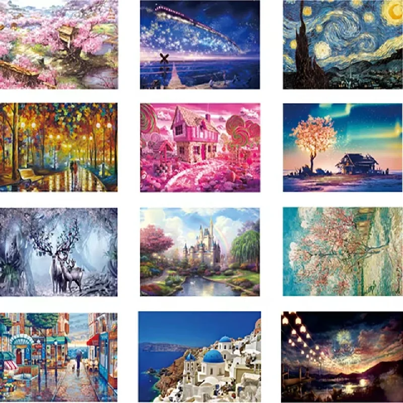 1000 pieces Colorful Mini Puzzles  Adult Assembly Paper Puzzles Difficult Cartoons Anime Landscapes Kids Educational Toys Gift