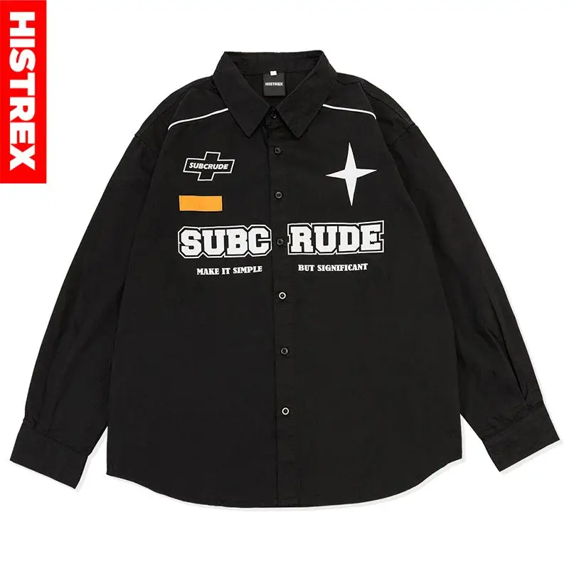 

HISTREX Brand 100% Cotton Shirts Men,Hawaiian Fashion Blouses Women,Y2k Hip Hop Streetwear,High Quality Print Motorcycle Shirt