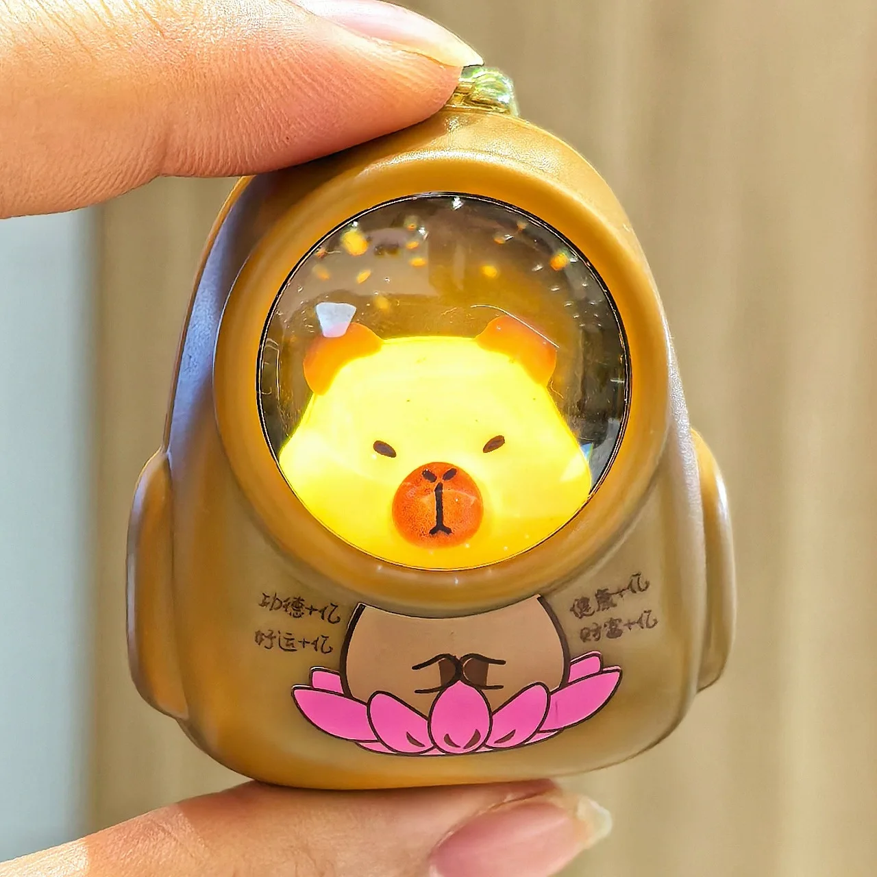 Kapibala Luminous Keychain Cute Cartoon Space Capsule Capybara Keyring Schoolbag Pendant Hanging Friend Gift