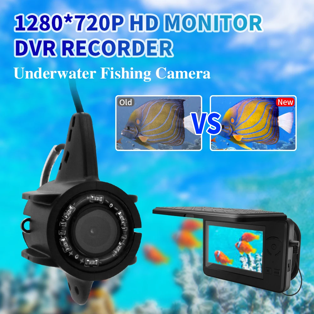 Erchang Fish Finders Underwater Fishing Video IR Camera 4.3 '' 1280*720P HD  Monitor DVR Recorder For Ice Fishing Sea Fishing