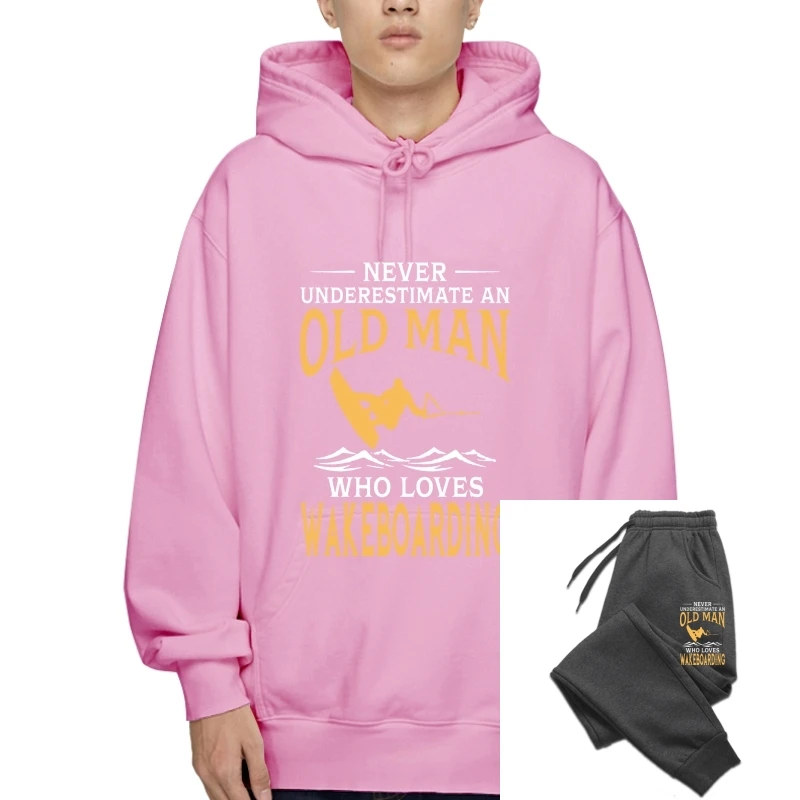 

Branded Design Men SweaHoody Sweatshirt Hoodie Never Underestimate An Old Man Who Loves Wakeboarding Warm Winter Cotton Pullover