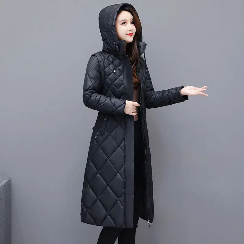 2023 New Women Down Cotton Coat Winter Jacket Female Mid Length Version Parkas Given To Philandering Outwear Hooded Overcoat