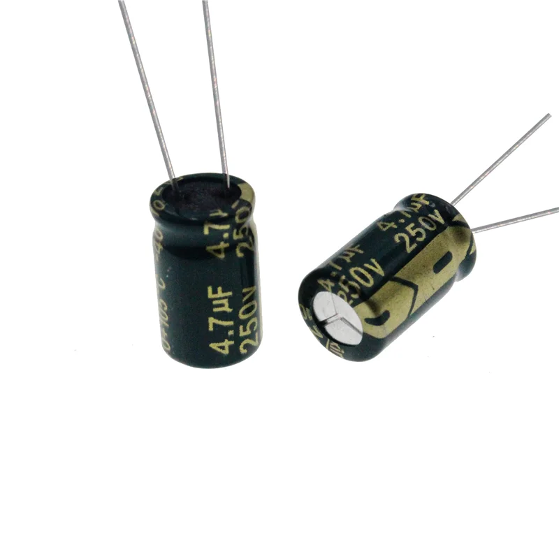 

50pcs 4.7uF 250V 4.7MFD 250Volt Aluminum Electrolytic Capacitor 8*12mm Radial 4.7mf250v 4.7uf250v 250v4.7mf 250v4.7uf