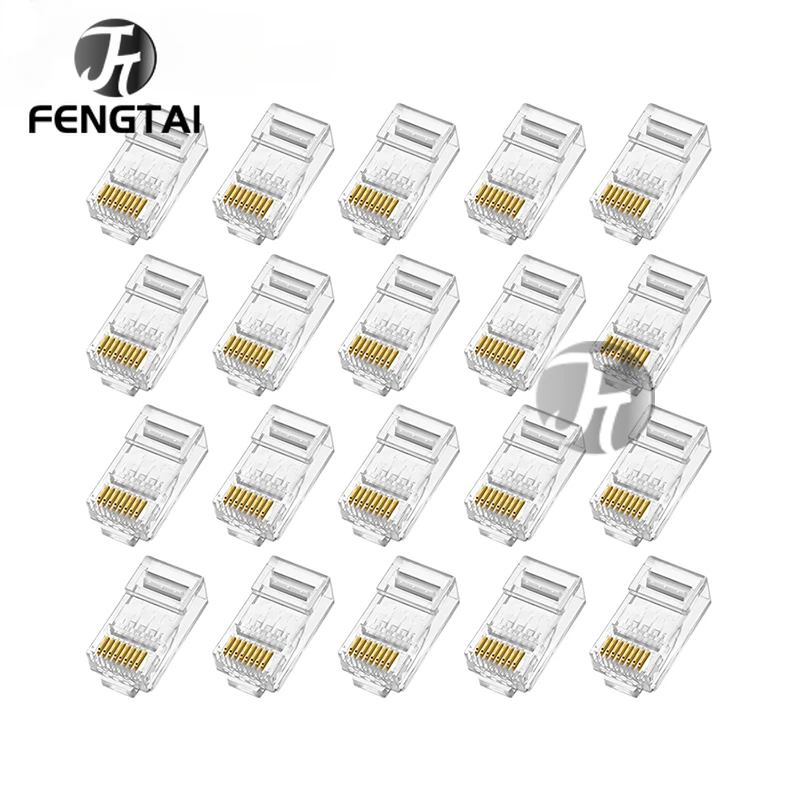 

10/50pcs Ethernet Cable Connector Rj45 Plug 8p8c Utp Gold Plated Network Modular Plug Unshielded For Pc Adapters Crystal Heads