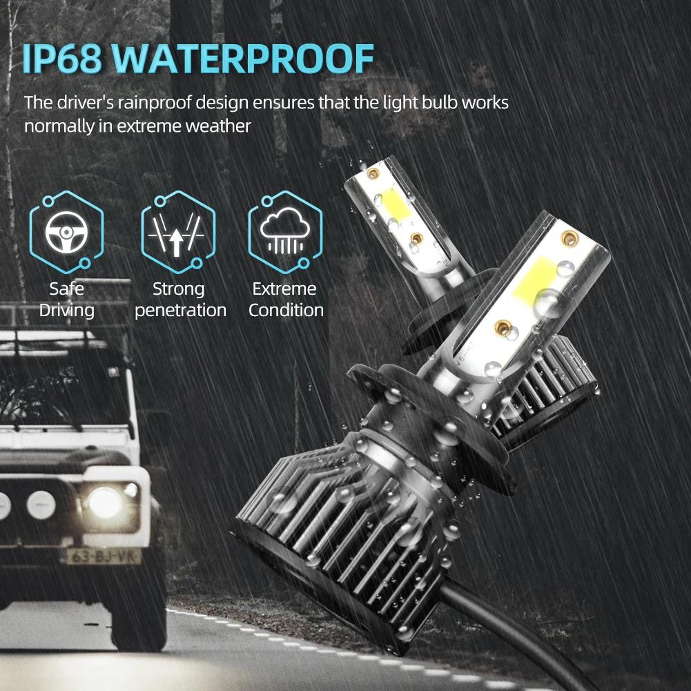 H4 캔버스 LED 헤드라이트 전구 40000LM H1 H7 H11 자동차 헤드램프 6000K 9005 HB3 9006 HB4 9004 9007 터보 램프 12V 자동차 안개등