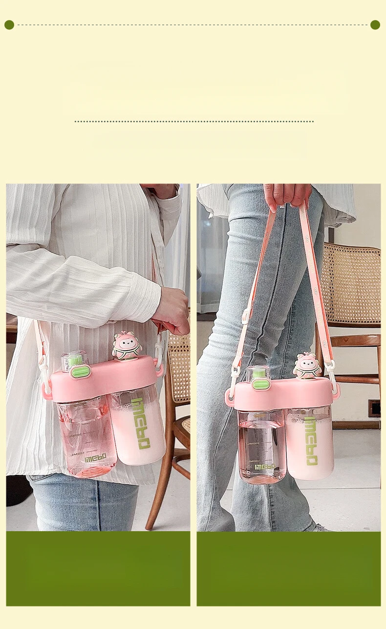 840Ml Plastic Cup For Kids Cute Cartoon Doll Sippy Cup