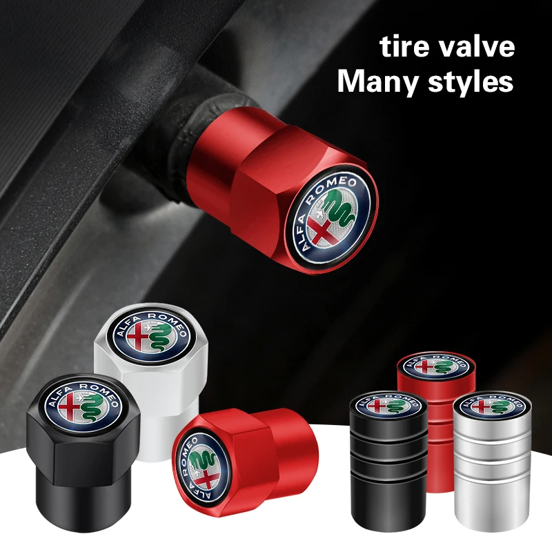 Set of 4 Premium 3D Metal Tire Valve Caps - Wheel Dust Covers