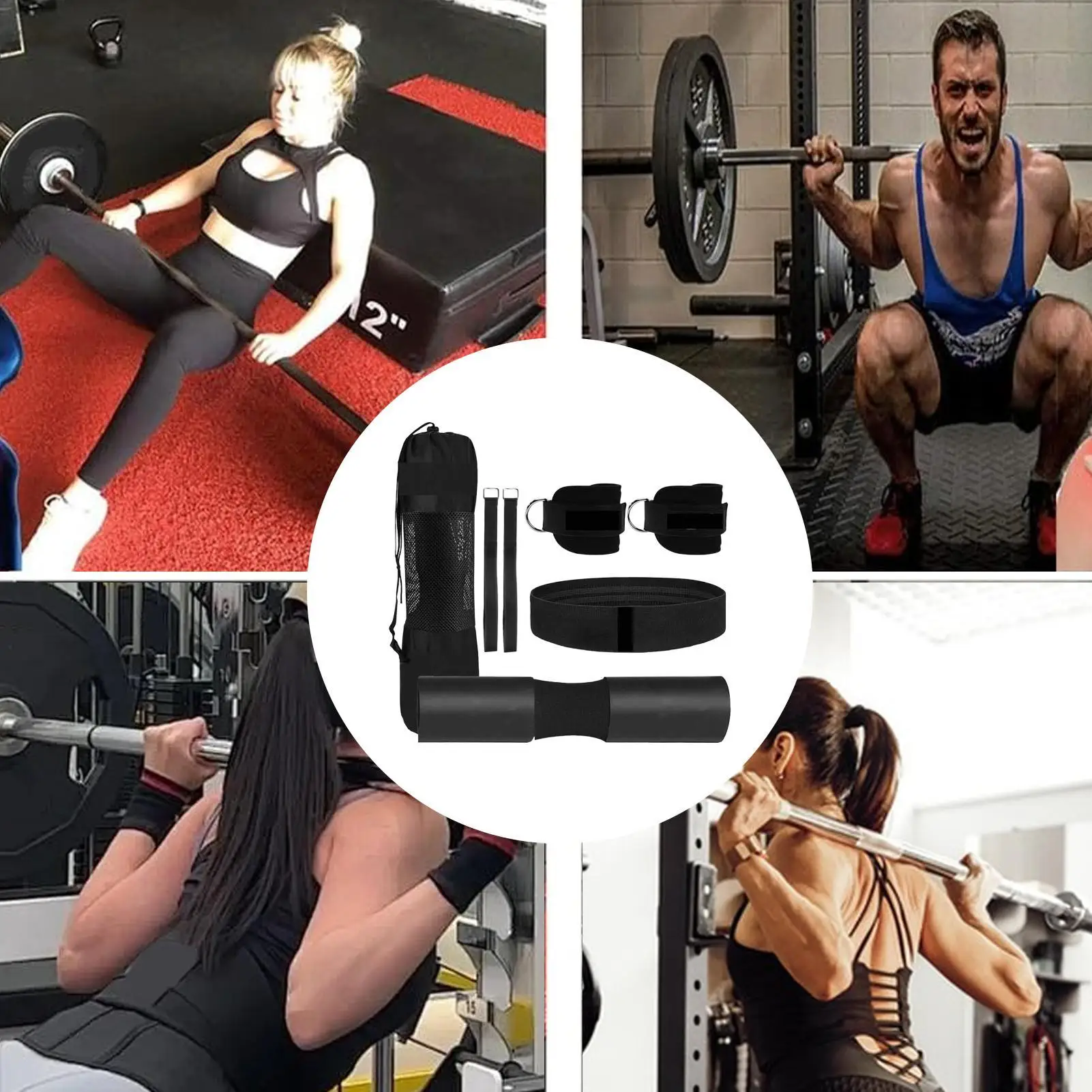 Barbell Squat Pad Gymnastics Bars Cushion Shock Absorption Barbell Cushion Set For Workout Hip Thrusts Home Gymnastics