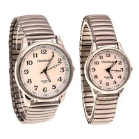 chaoyada Old Men Women Couples Watches Flexible Elastic Strap Simple Large Digital Stainless Steel Electronic Wristwatches 2