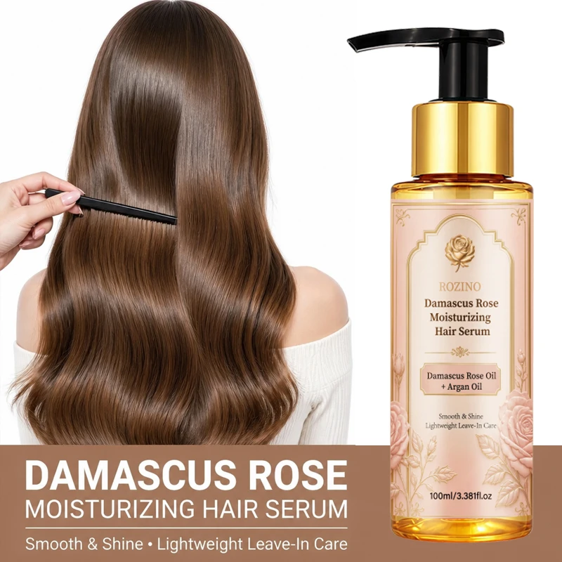 (No Need to Rinse) Rozino Bulgarian Damascus Rose Hair Care Essence, with a Clear, Watery Texture That Is Lightweight and Easy to Absorb, Instantly Moisturizes and Softens Hair, Instantly Smooths Frizz and Eliminates Tangles, Long-Lasting Moisture Retention, Reduces Static Electricity, with a Delicate Rose Fragrance That Lingers, Suitable for All Hair Types, Portable for On-The-Go Care, Ideal for Personal Use and as a Gift.