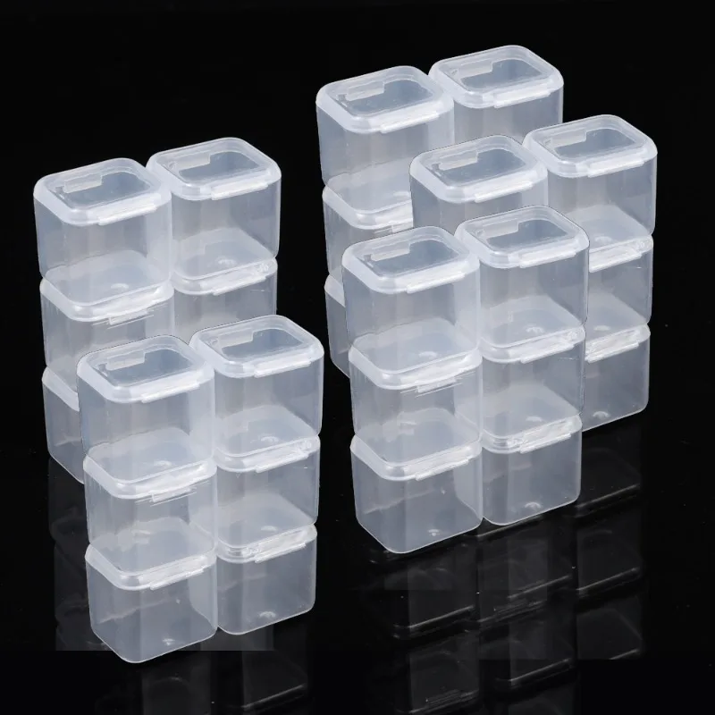 Mini Storage Box Clear Lidded Square Small Plastic Box for Parts Tools  Storage Box Jewelry Rings Case Beads Storage Container - AliExpress
