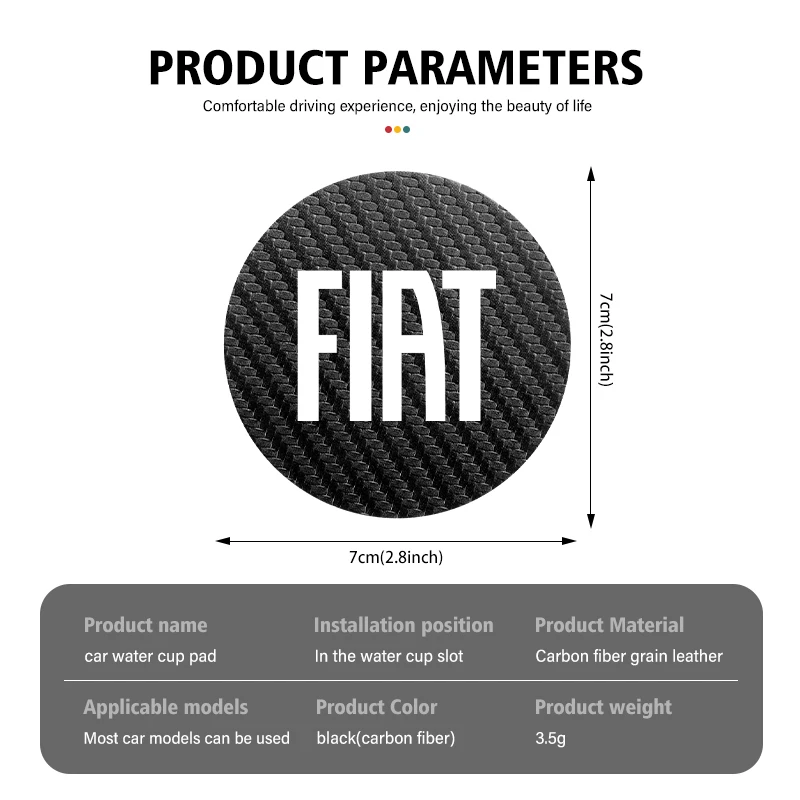 Car Cup Holder Insert Pad Anti-Slip Mat Coaster 2pcs for Fiat Tipo Panda Brave Stilo Palio Ducato Freemont Doblo