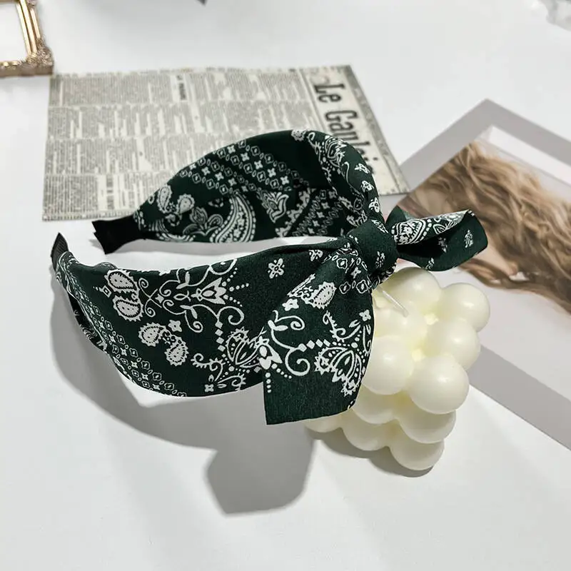 Vintage Boho Bow Print Wide Headbands - Elegant Cross Knot Hair Accessories