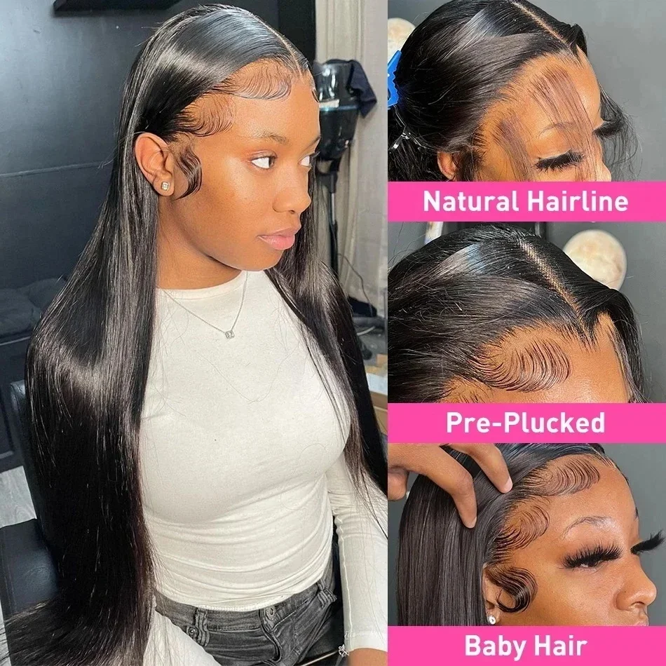 Bone Straight Hd Transparent 13x6 Lace Frontal Wig Brazilian 30 40 Inch 200 Density 13x4 Hd Lace Front Human Hair Wigs For Women 3