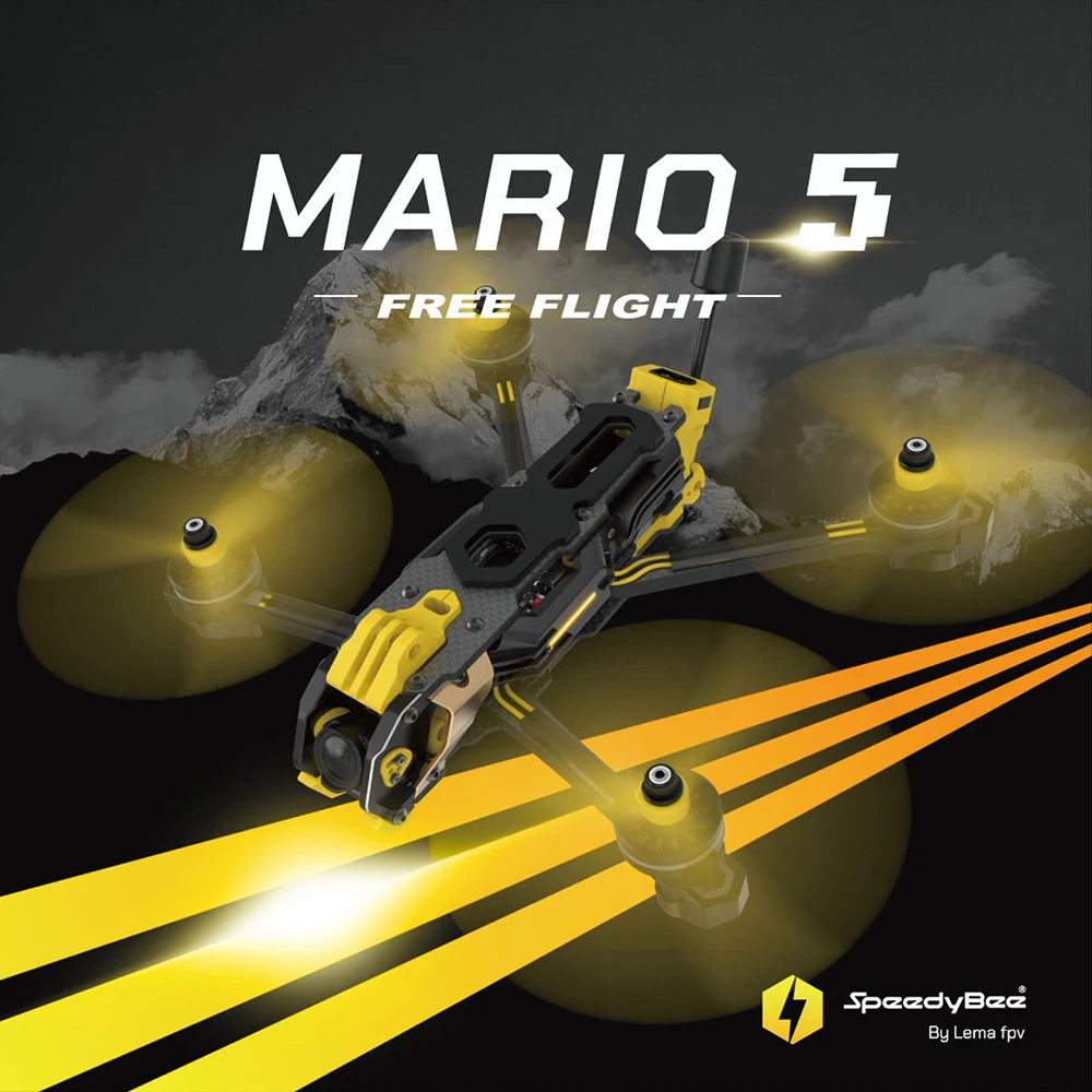 SpeedyBee Mario 5 Mario5 Frame O4 DC/ XH 227mm/XH 226mm 3K Carbon Fiber FPV Frame Kit thumbnail 2