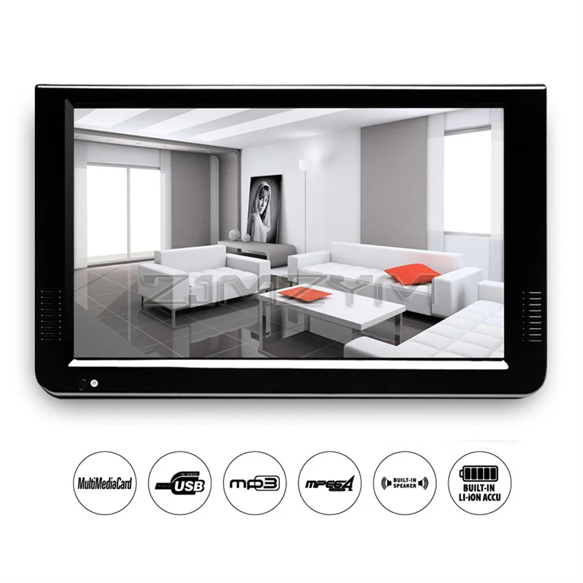 10 inch HD Portable TV DVB-T2 ATSC ISDB-T Digital and Analog Mini Small Car Television Support USB SD MP3 HDMI AV FM