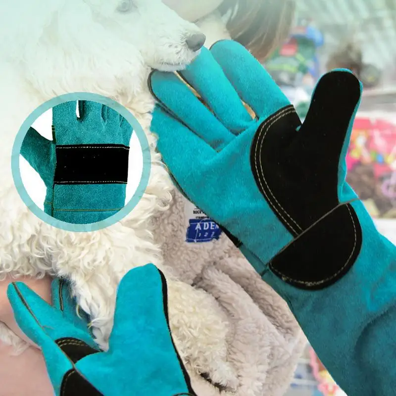 Pet Protective Gloves High Quality Pet Gloves Cowhide Leather Anti-grasping Anti Bite Protective Glove SnakeLizard Cat Dog Gardening Work Train Gloves