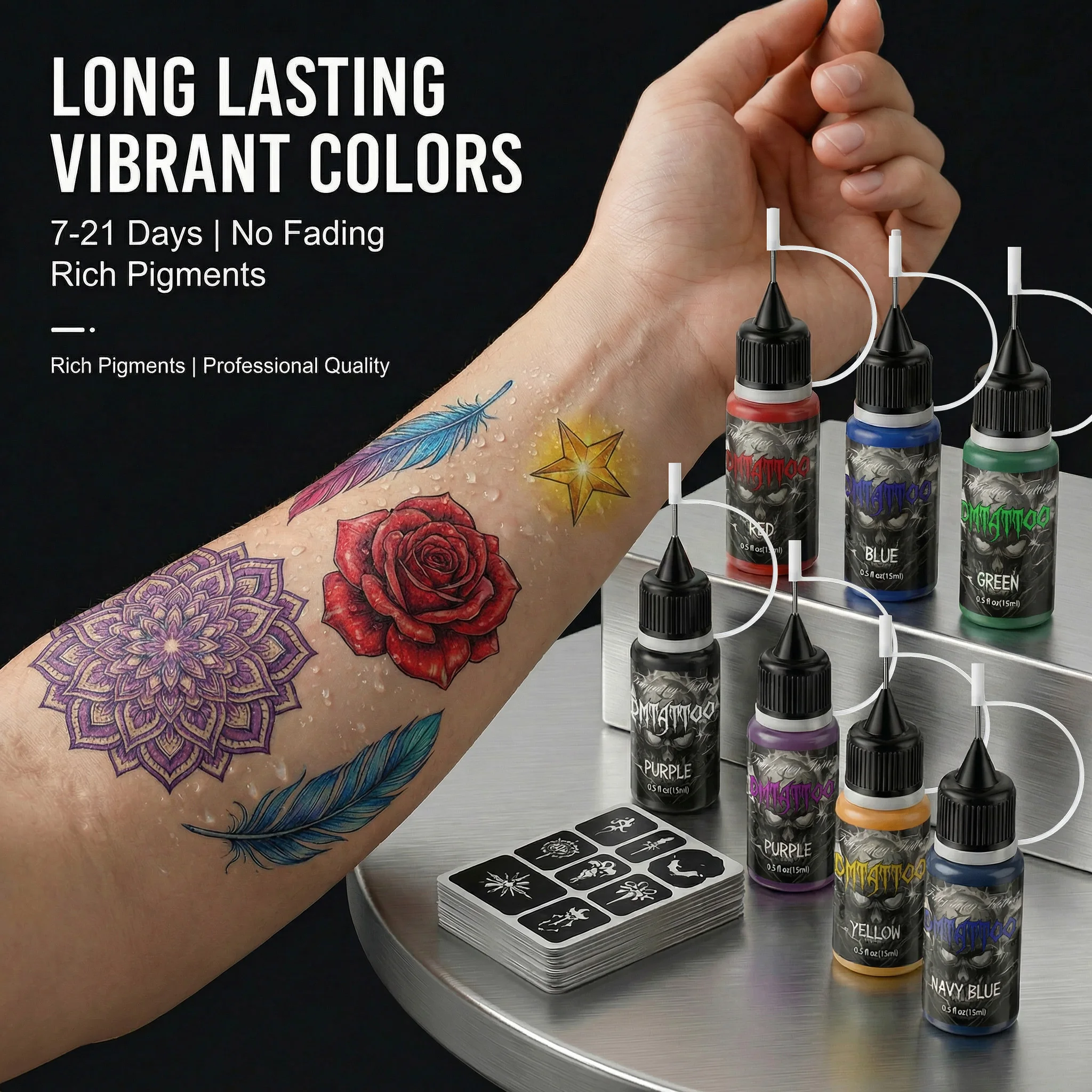 1PC colorato succo temporaneo pasta per tatuaggi indolore pittura per il corpo tatuaggio fai da te tatuaggio finto 1 settimana senza sbiadimento per donne uomini - immagine 4