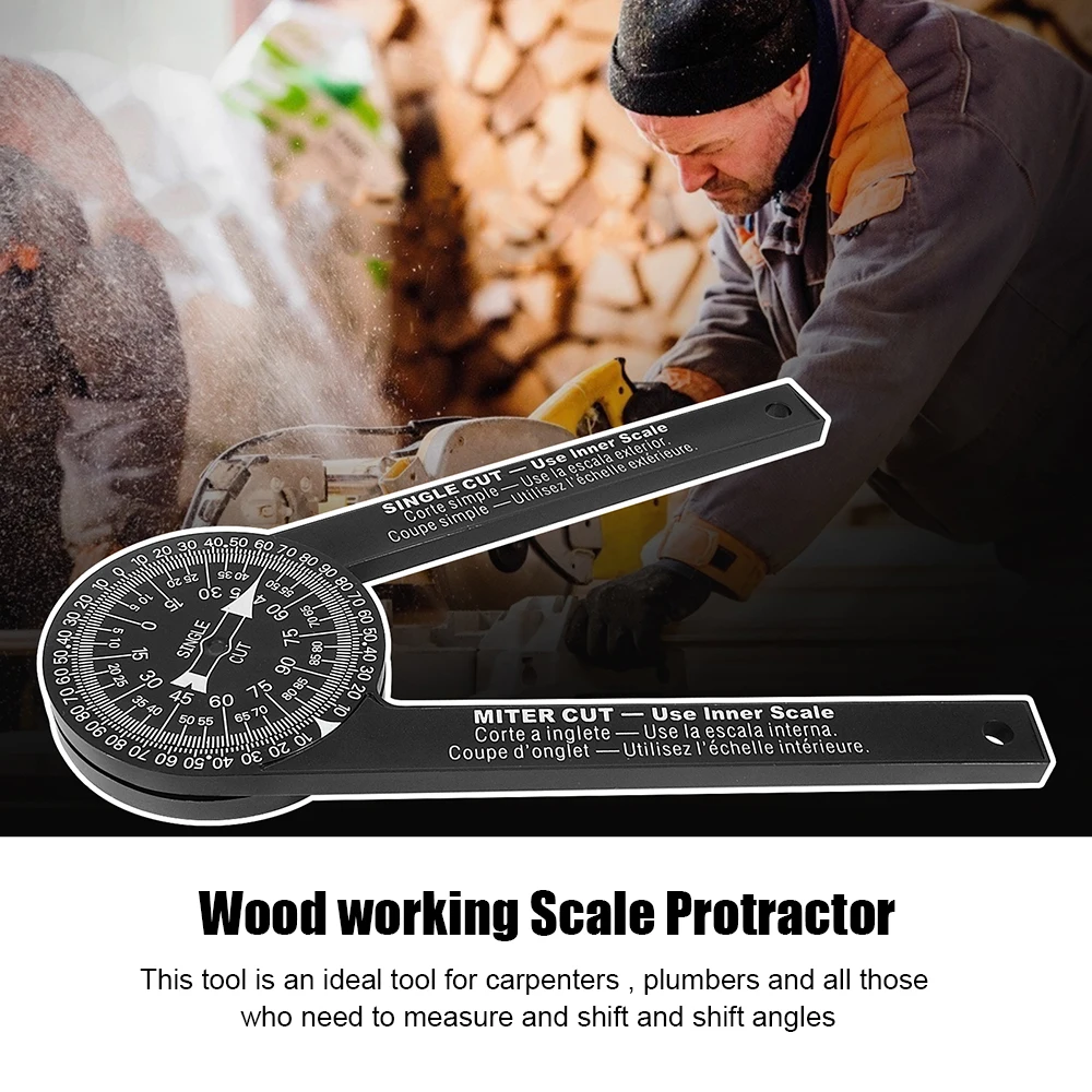 Mitre Saw Protractor ABS Angle Finder Carpenter Angle Finder Meter Gauge Tools Level With Marking Pencil Woodworking Scale