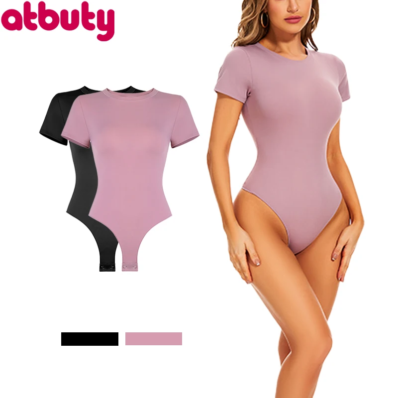 

Однотонная майка Atbuty с коротким рукавом, Корректирующее белье для похудения, Корректирующее белье для женщин, Утягивающее живот, стринги, боди